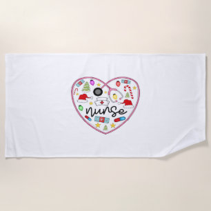 Nurse Heart, Halloween Oversized T-Shirt Beach Towel