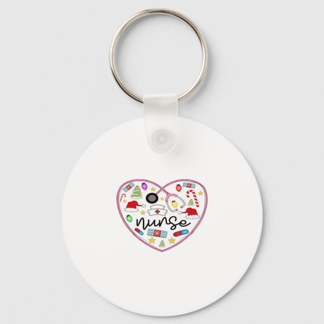 Nurse Heart, Halloween Oversized T-Shirt Key Ring (Front)