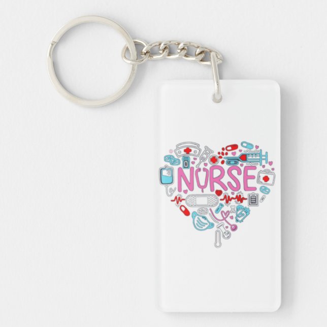 Nurse Heart Illustration Key Ring (Front)