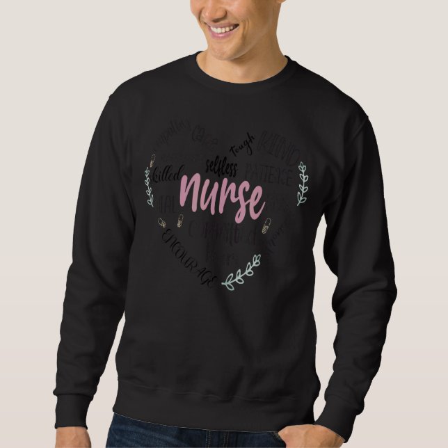 Nurse Heart Shaped Word Cloud  Nursing Sweatshirt (Front)