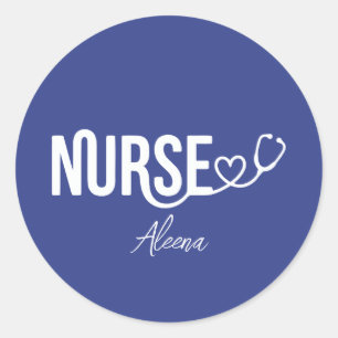 Nurse Heart Stethoscope Minimalist Healthcare Life Classic Round Sticker