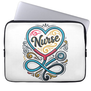 Nurse Heart Stethoscope Vintage Engraving Design_1 Laptop Sleeve