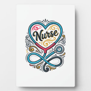 Nurse Heart Stethoscope Vintage Engraving Design_1 Plaque