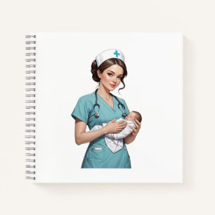 Nurse Holding Newborn – Gentle Care Medical Design Notebook