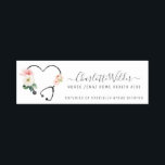 Nurse Home Health CNA  Name Tag<br><div class="desc">Our ever popular floral stethoscope watercolor is displayed here as a name tag that has a pin back or is magnetic. You choose the style. Customise with your name in a modern script, and healthcare title. Suitable to customise for a variety of medical titles: home healthcare aides, nurses, per diem...</div>