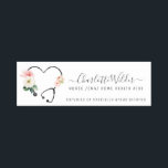 Nurse Home Health CNA  Name Tag<br><div class="desc">Our ever popular floral stethoscope watercolor is displayed here as a name tag that has a pin back or is magnetic. You choose the style. Customise with your name in a modern script, and healthcare title. Suitable to customise for a variety of medical titles: home healthcare aides, nurses, per diem...</div>