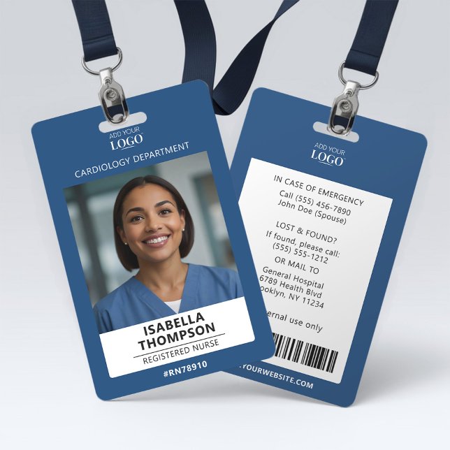 Nurse Hospital Logo Blue Photo ID Badge (Creator Uploaded)