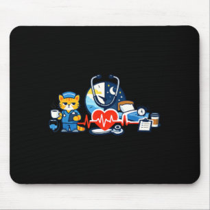 Nurse Humour Night Shift Emblem for RN Team Pride Mouse Pad