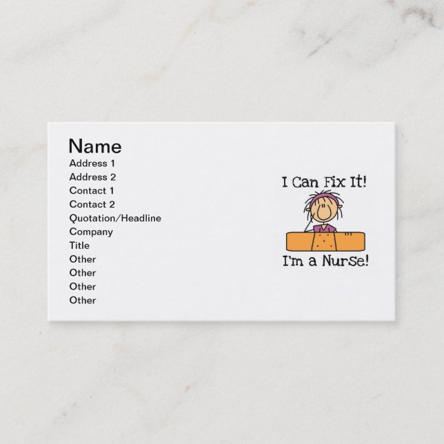 Nurse I Can Fix It T-shirts and Gifts Business Card (Front)