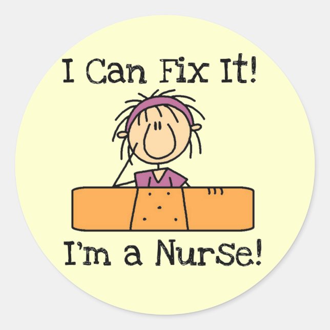 Nurse I Can Fix It T-shirts and Gifts Classic Round Sticker (Front)