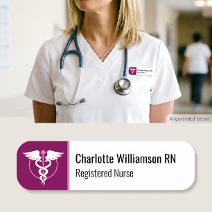 Nurse ID Name Magnetic Tag Logo Employee Berry