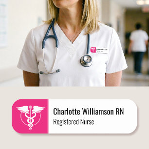 Nurse ID Name Magnetic Tag Logo Employee Pink