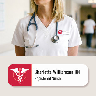 Nurse ID Name Magnetic Tag Logo Employee Red