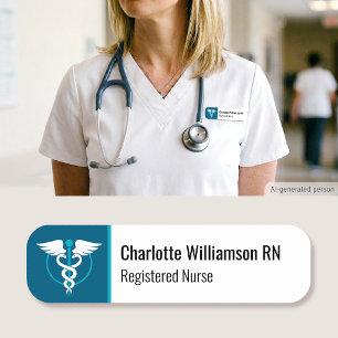 Nurse ID Name Magnetic Tag Logo Employee Teal