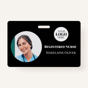 Nurse ID Photo Black Simple Logo Badge ID Badge