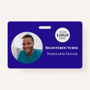 Nurse ID Photo Blue Simple Logo Badge ID Badge