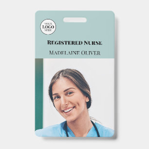 Nurse ID Photo Teal Simple Logo Badge