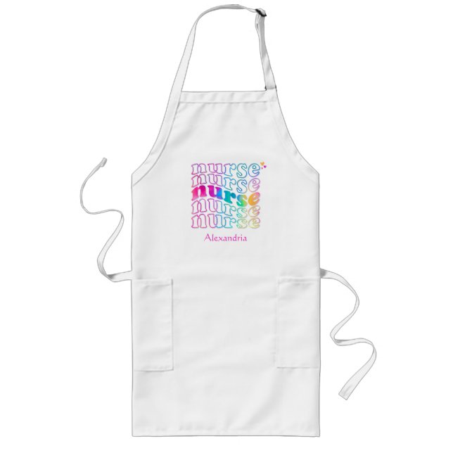 "Nurse" in Elegant Rainbow Colours Long Apron (Front)