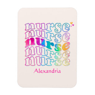 "Nurse" in Elegant Rainbow Colours Magnet