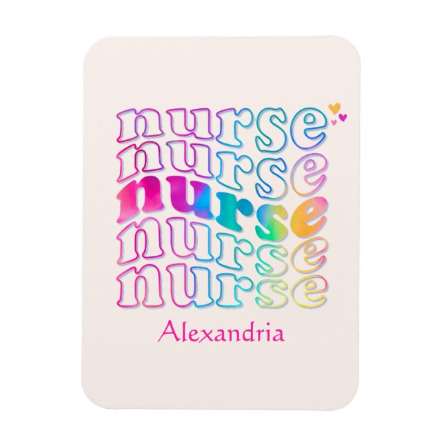 "Nurse" in Elegant Rainbow Colours Magnet (Vertical)