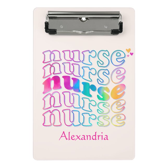 "Nurse" in Elegant Rainbow Colours Mini Clipboard (Front)