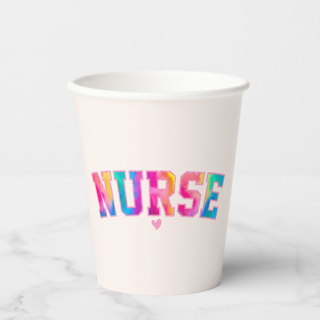 "Nurse" in Elegant Rainbow Colours | Vibrant & Paper Cups (Front)
