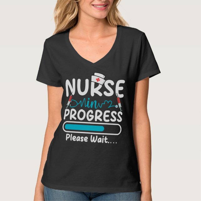 Nurse in Progress Loading Women V-Neck T-Shirt (Front)