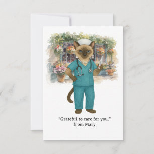 Nurse is drinking coffee in the park Autumn  Thank You Card