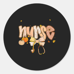 Nurse Labor And Delivery Coquette Fall Pumpkin Tha Classic Round Sticker