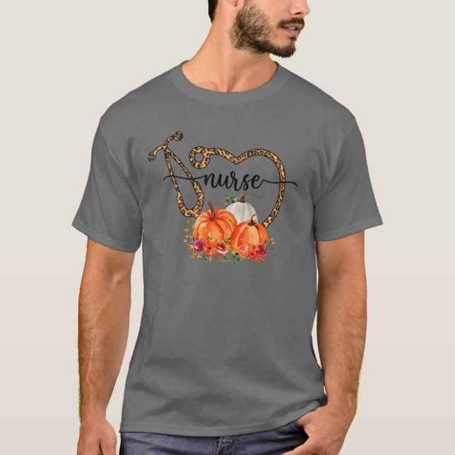 Nurse Leopard Cheetah Stethoscope T-Shirt (Front)