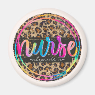 Nurse Leopard Print Magnet