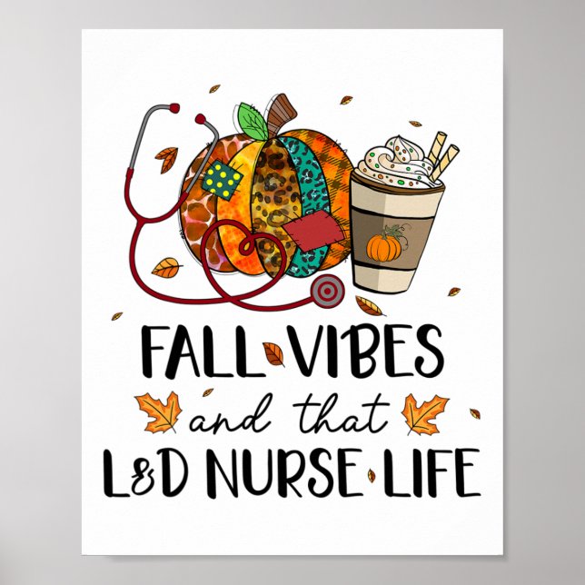 Nurse Leopard Pumpkin Fall Vibes And That Landd Nu Poster (Front)