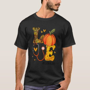 Nurse Leopard Pumpkin Thanksgiving Love CRNA Nurse T-Shirt