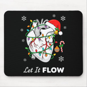 Nurse Let It Flow Anatomy Heart Cardiac Christmas Mouse Pad