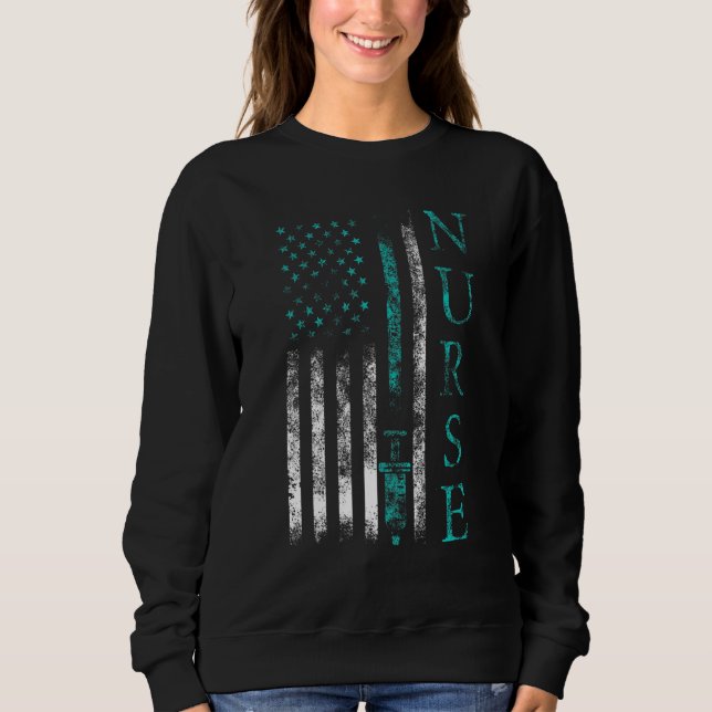 Nurse Letter Initial Registered Nurse American Fla Sweatshirt (Front)