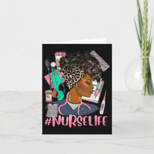 Nurse Life African American Black Women Leopard Nu Card