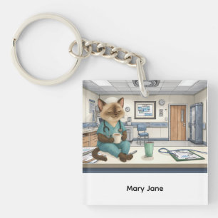 Nurse life Coffee First for cat lovers Key Ring
