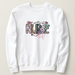 Nurse Life Fun Retro Typography Sweatshirt