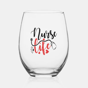 Nurse Life Gifts Stemless Wine Glass