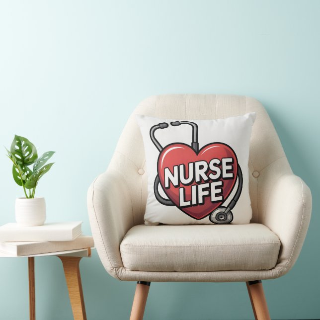 "Nurse Life" Graphic Design with Heart  Cushion (Chair)