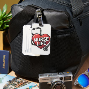 "Nurse Life" Graphic Design with Heart Luggage Tag