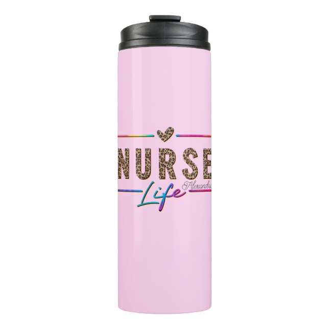 "Nurse Life" in Elegant Rainbow Colours Thermal Tumbler (Front)