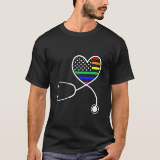 Nurse Life LGBT Pride Month Funny Stethoscope Rain T-Shirt