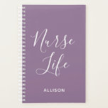 Nurse Life Medical Purple Personalised Planner<br><div class="desc">Keep up with your busy schedule in style with this Nurse Life Medical Purple Personalised Planner. It is a modern design with the text "nurse life" in big white trendy hand lettered script centred on the front of pastel purple customisable planner. Name is across lower front. Click personalise option and...</div>