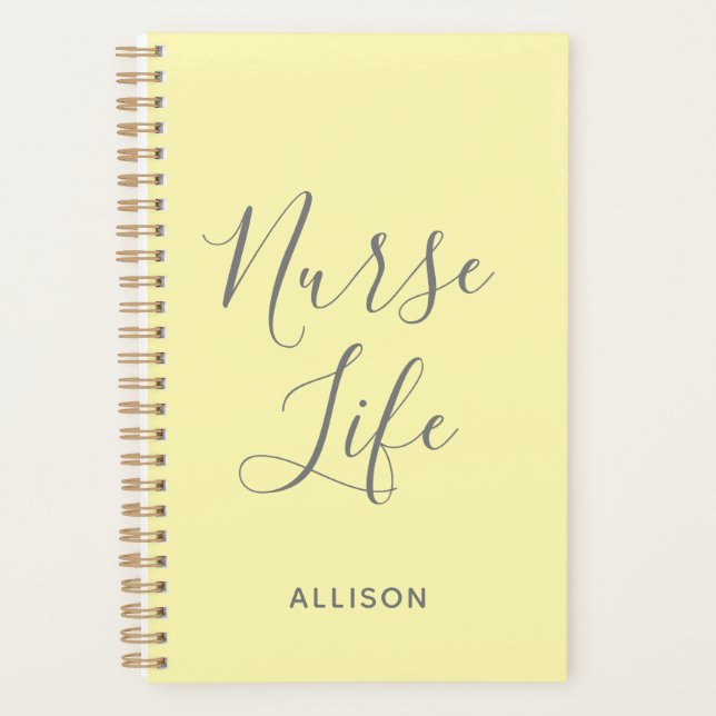 Nurse Life Medical Yellow Script Personalised Planner (Front)