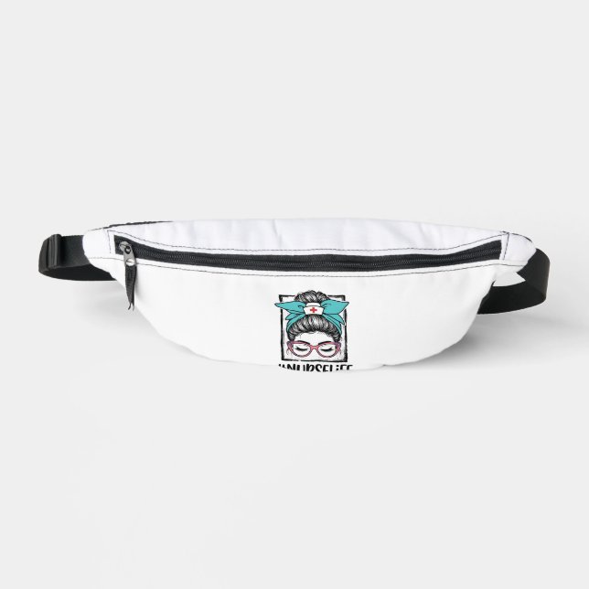 Nurse Life Messy Bun Rainbow Bow Vector Design_1 Bum Bags (Front)