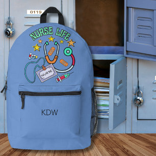 Nurse Life Monogram  Printed Backpack