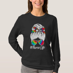 Nurse Life Nurse Crew Messy Bun Hospital Events T-Shirt