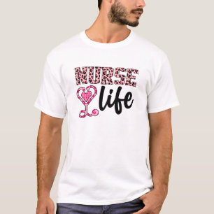 Nurse Life - Pink and Leopard Print (2) T-Shirt