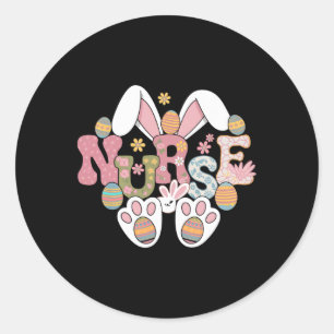 Nurse Life Stethoscope Nursing Cute Easter Bunny E Classic Round Sticker